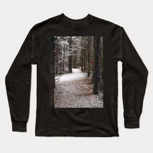 Photo of Mysterious Forest Trail Covered with Snow V2 Long Sleeve T-Shirt